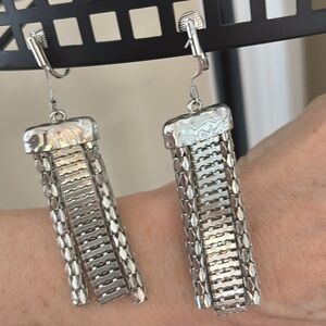 Vintage Silver Drop Earrings 3 Tiers